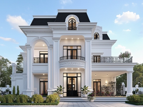 Thiết Kế Thi Công Biệt Thự Tân Cổ Điển Tại Long An  
